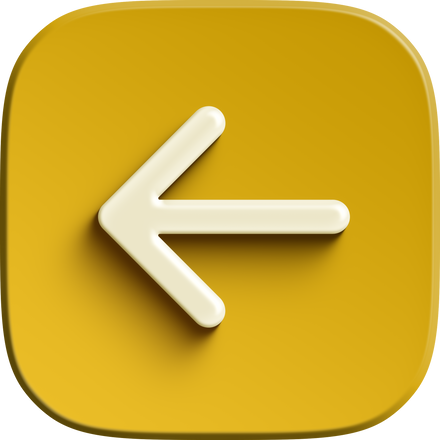 Yellow square 3D arrow left icon