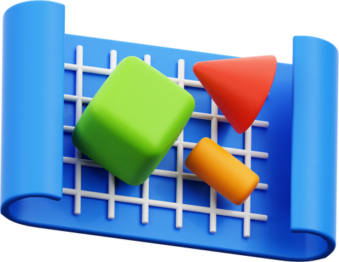 3D Object on Canvas Design Icon Illustration